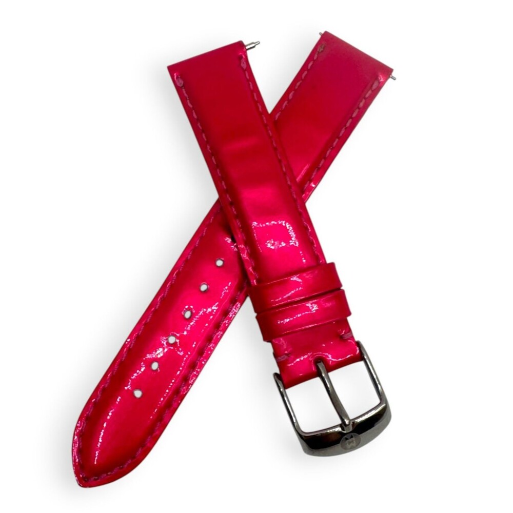 MICHELE 18mm Fandango Hot Pink Genuine Patent Leather Watch Band Strap EUC